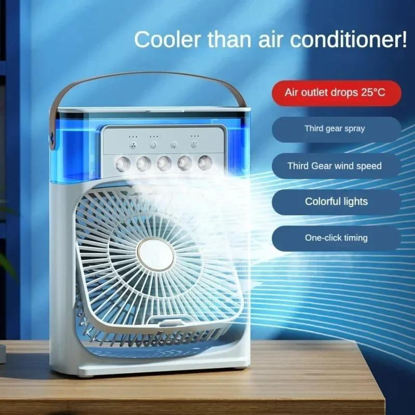 Mini Aire Portátil 3 en 1 – Enfría, Humidifica y Refresca al Instante