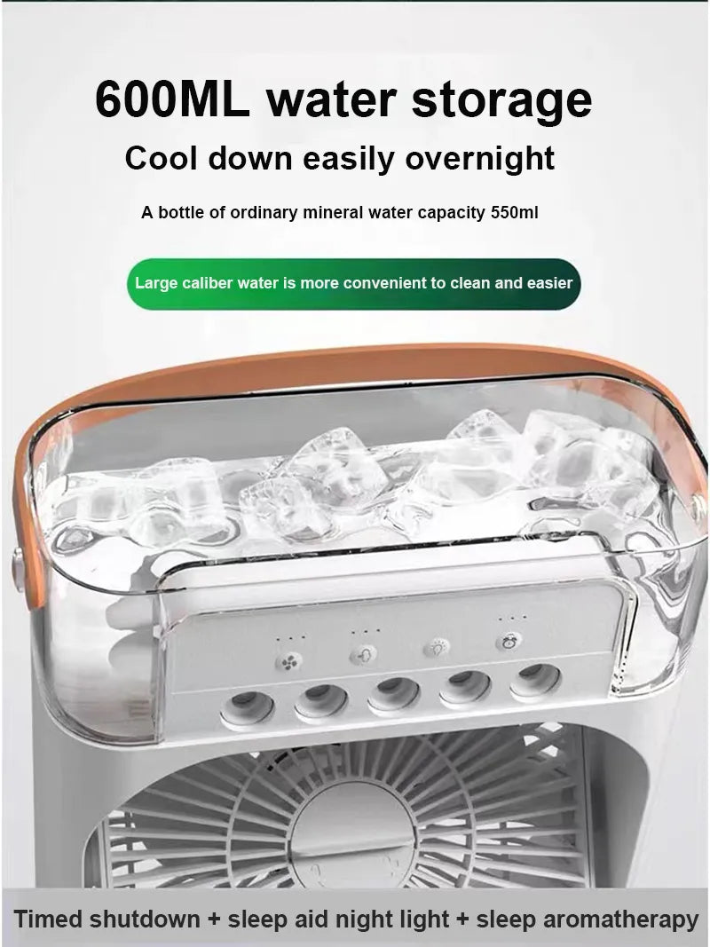 Mini Aire Portátil 3 en 1 – Enfría, Humidifica y Refresca al Instante